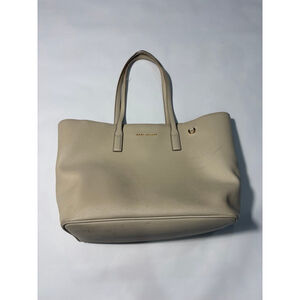 Marc Jacobs Beige Saffiano Leather Tote Bag Minimalist Work Office Laptop flaw